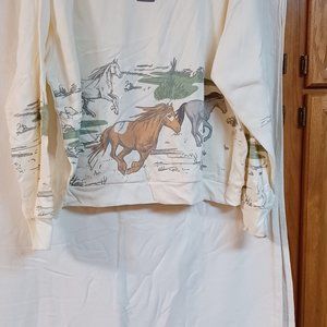 COPY - Women's Wild Horses Graphic Sweatshirt - Off-White XXL